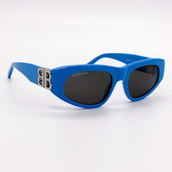 NEW BALENCIAGA BB0095S 011 OVAL BLUE GREY WOMEN SUNGLASSES BALENCIAGA - Picture 7 of 15